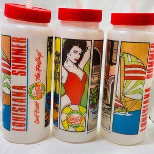 1  Louisiana Summer 40 Oz Plastic Tumbler Lid & Straw New Orleans Vintage 1989 G